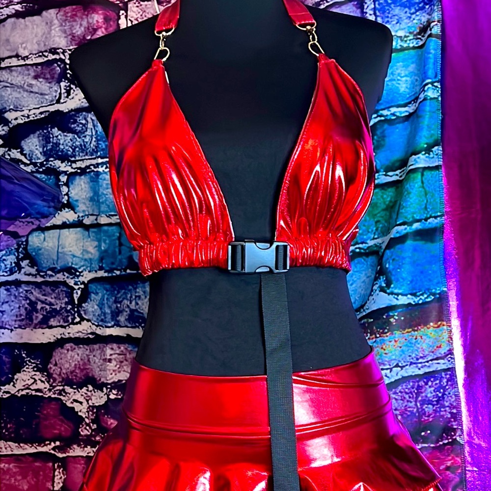 New Red Rave Halter Top